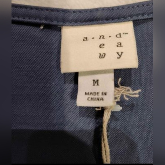 Womens Sz M NWT A New Day Pullover Blue Sleeveless Deep V-Neck Dress - Picture 6 of 7